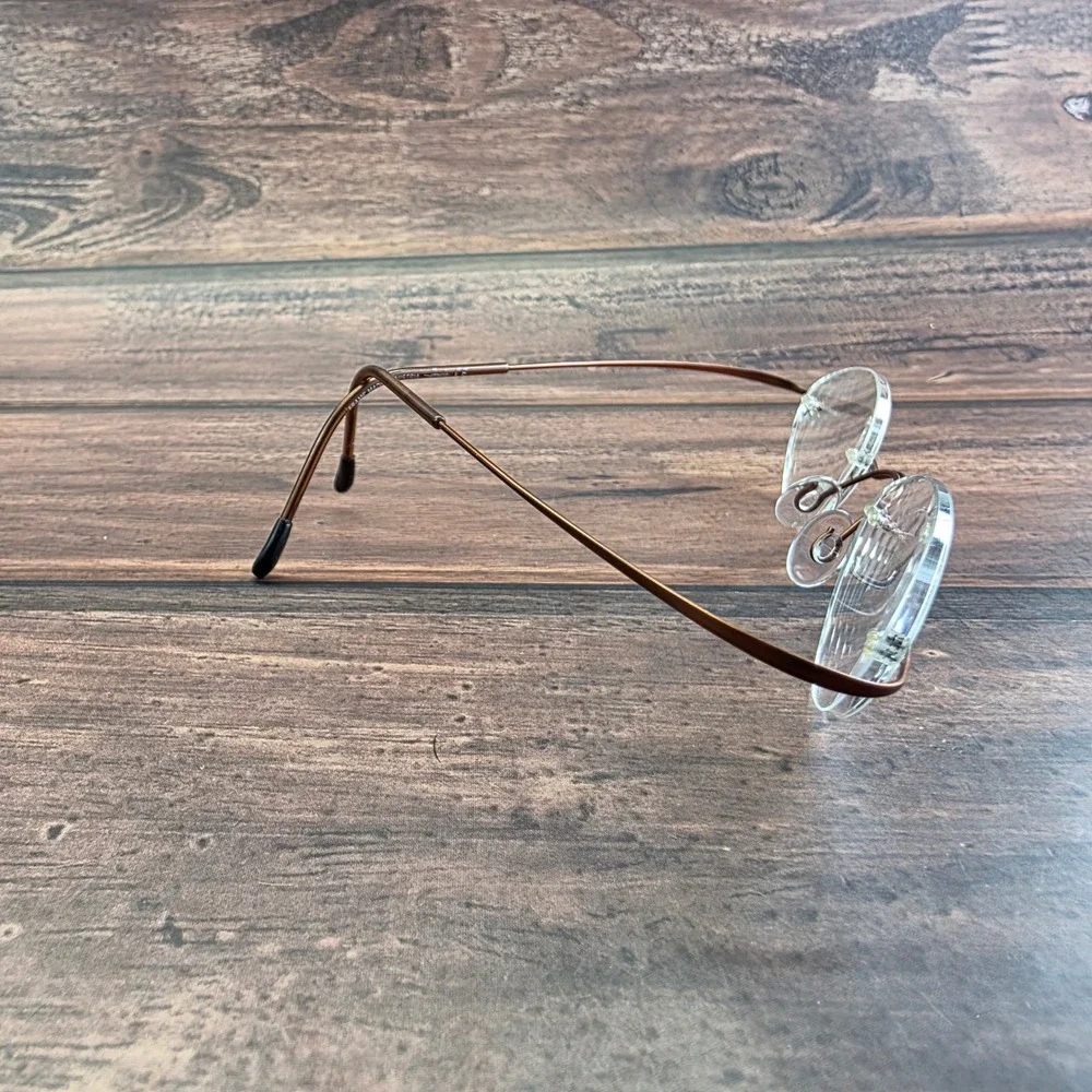 Silhouette V 6069 Rimless Eyeglasses Bronze Cat Eye Frames Austria 19-140-40